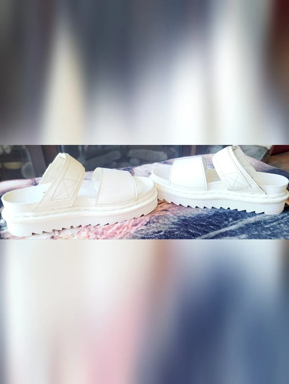 Dr Martens Voss  Leather Strap Chunky Platform Sandals White Sz 5US